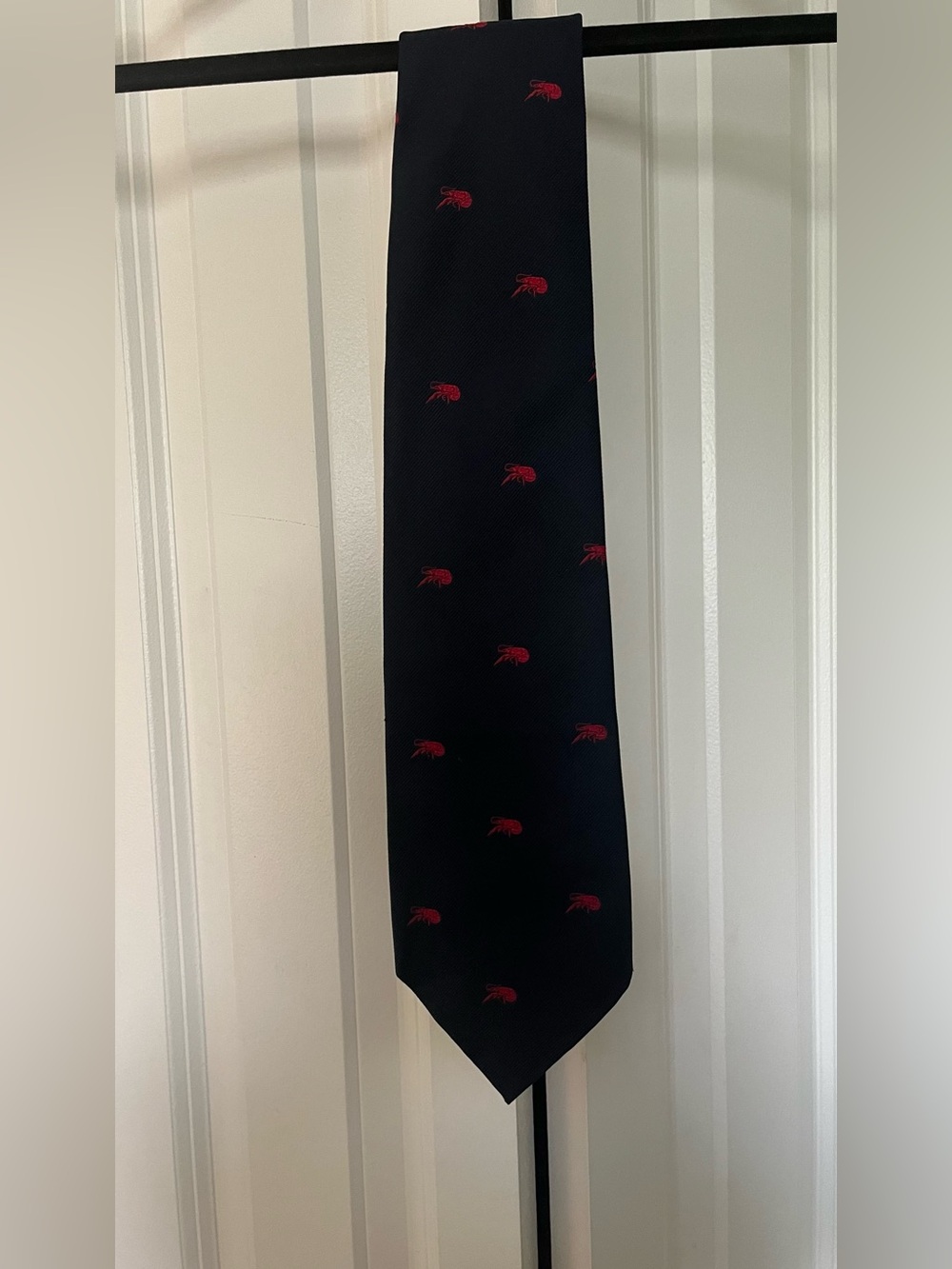 Perils Classic Navy Tie with Red Embroidered  Crawfish - Men's Accessory